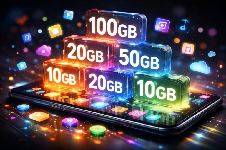Que représente 10 20 30 50 et 100 Go d'Internet mobile